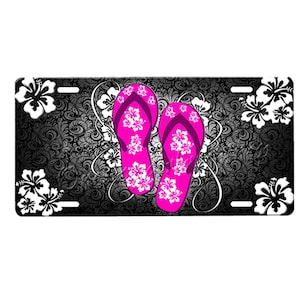 Flip Flops Front License Plate with Custom Background Options