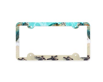 Sea Turtle License Plate Frame with Custom Background Options