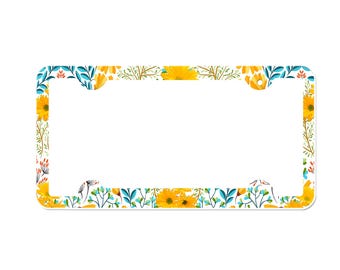 Yellow Daisy Flower License Plate Frame