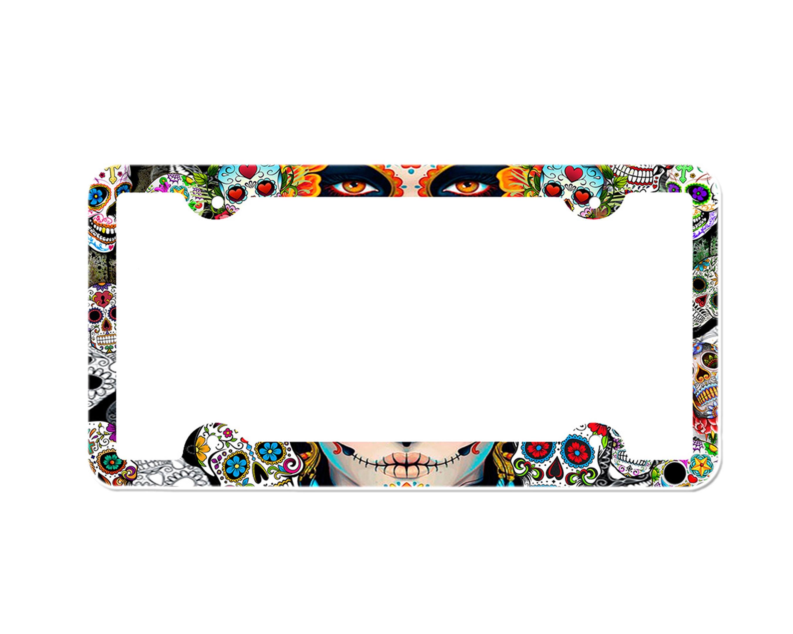 Nightingale Villa Chrome Shark Tooth License Plate Frame - Horror & Goth Style, Fits U.S. Plates, 12.4" X 6.3"