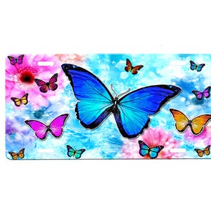 Butterfly Front License Plate with Custom Background Options