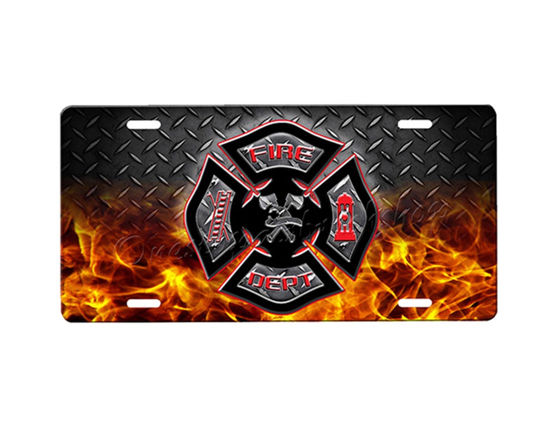 Firefighter License Plate With Custom Background Options - Etsy