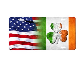 American Flag/Irish Flag  License Plate with Custom Background Options