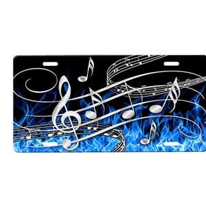 Music Notes Front License Plate with Custom Background Options