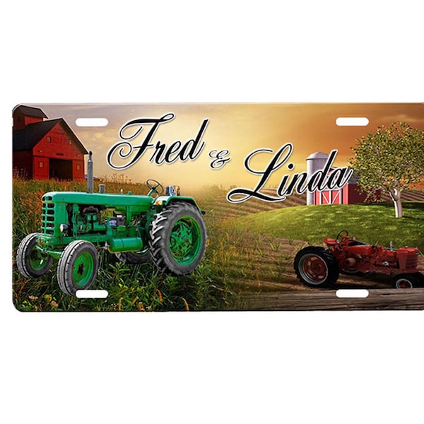 Tractor Personalized  License Plate with Custom Background Options