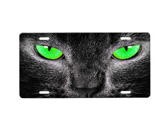 Cat Eyes Front License Plate with Custom Background Options