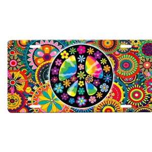 Peace Sign Front License Plate with Custom Background Options