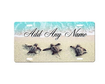 Sea Turtles Personalized Front License Plate with Custom Background Options