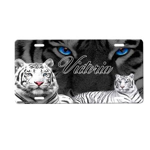 White Tiger Personalized Front License Plate