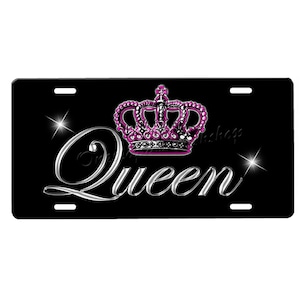 Queen Front License Plate with Custom Background Options