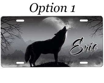 Howling Wolf Metal Novelty License Plate Tag Howling Wolf Metal Novelty License Plate Tag