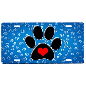 Paw Print Front License Plate with Custom Background Options