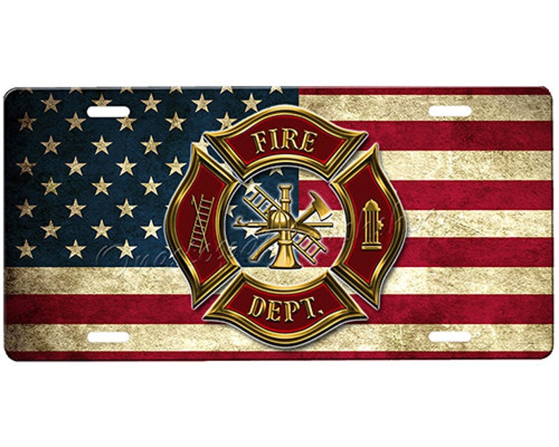 Firefighter License Plate Etsy