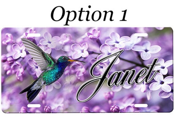 Any Text Personalized Custom License Plate Auto Car Tag Hummingbird 