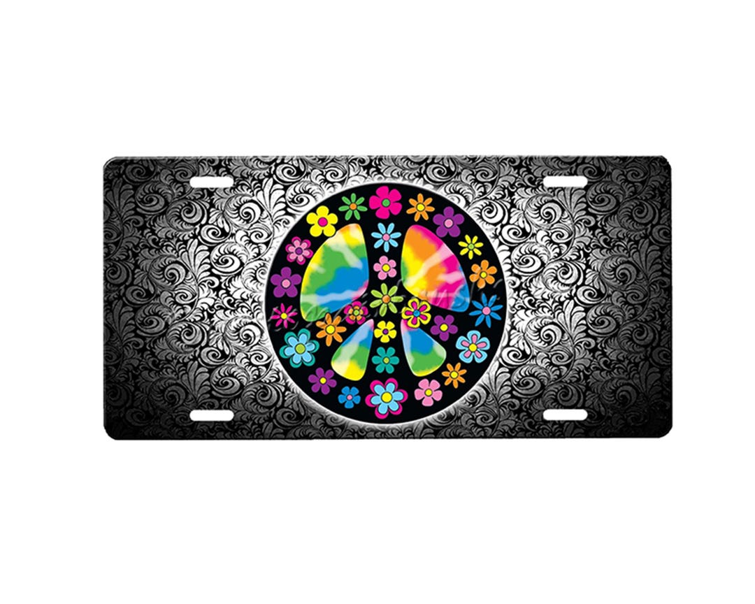 Peace Sign Front Peace Sign Front License Plate With Custom Background Options - Etsy