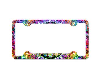 Peace Sign License Plate Frame with Custom Background Options