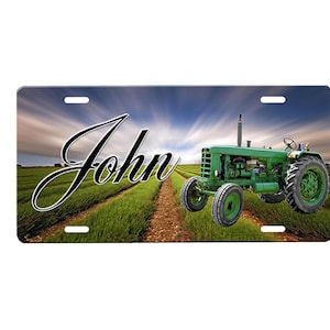 Tractor Personalized  License Plate with Custom Background Options