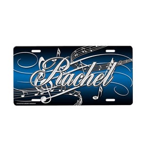 Music Notes Personalized Front License Plate with Custom Background Options