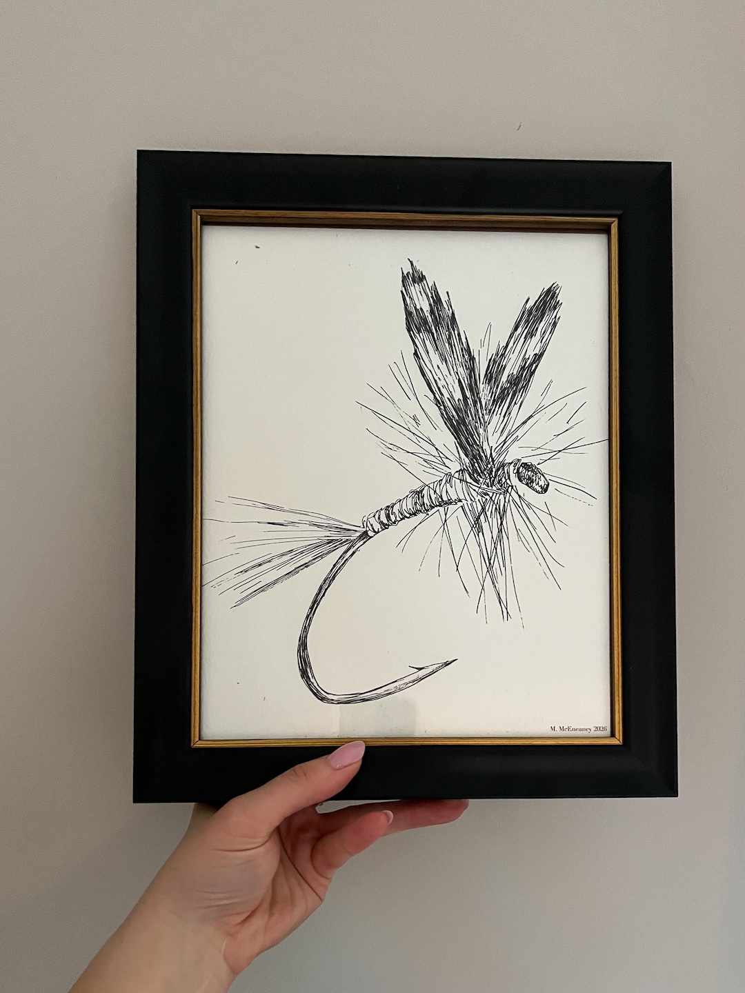 Fly Fishing Print for Him | Pen and Ink Art | Fly Fishing Gift | Adams ...