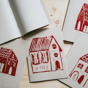 BOX QUADERNI ILLUSTRATI -sketchbooks illustrati stampa a linoleografia A messy studio