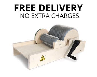 Premium Drum Carder 72 TPI for Wool & Fiber | Interchangeable Drums | 190 mm | Blending and Carding Tool for Spinning and Felting