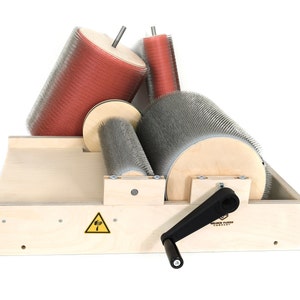 Extra Große Trommel Kardiermaschine + Extra Set Trommeln | Werkzeug zum Mischen von Wolle und Fasern | Wechseltrommeln – 54, 72, 120 TPI | Perfekt zum Spinnen