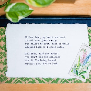POEM - Original Poetry, Typewriter Poem, Gift for Mom, Title: Mother Dear