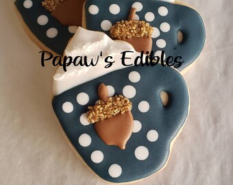 Sugar Cookies~One Dozen~Fall Mornings~Sprinkles~Papaw's Edibles~Coffee Mugs~Acorns~Whipped Cream~Polka Dots~Shipping Included~Royal Icing