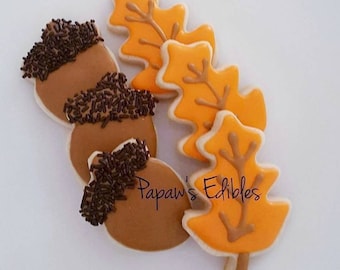 Sugar Cookies~One Dozen & And A Half~Petite Cookies~Papaw's Edibles~Fall Cookies~Thanksgiving Cookies~Shipping Included~Acorn Cookies