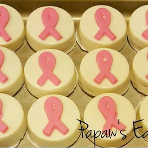 Dipped Oreo Cookies~One Dozen~Cancer Awareness~Pickup Only Item~Pink Ribbon~Papaw&#39;s Edibles~Online Bakery~Moreno Valley, CA~Chocolate