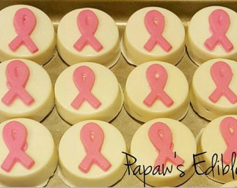 Dipped Oreo Cookies~One Dozen~Cancer Awareness~Pickup Only Item~Pink Ribbon~Papaw's Edibles~Online Bakery~Moreno Valley, CA~Chocolate