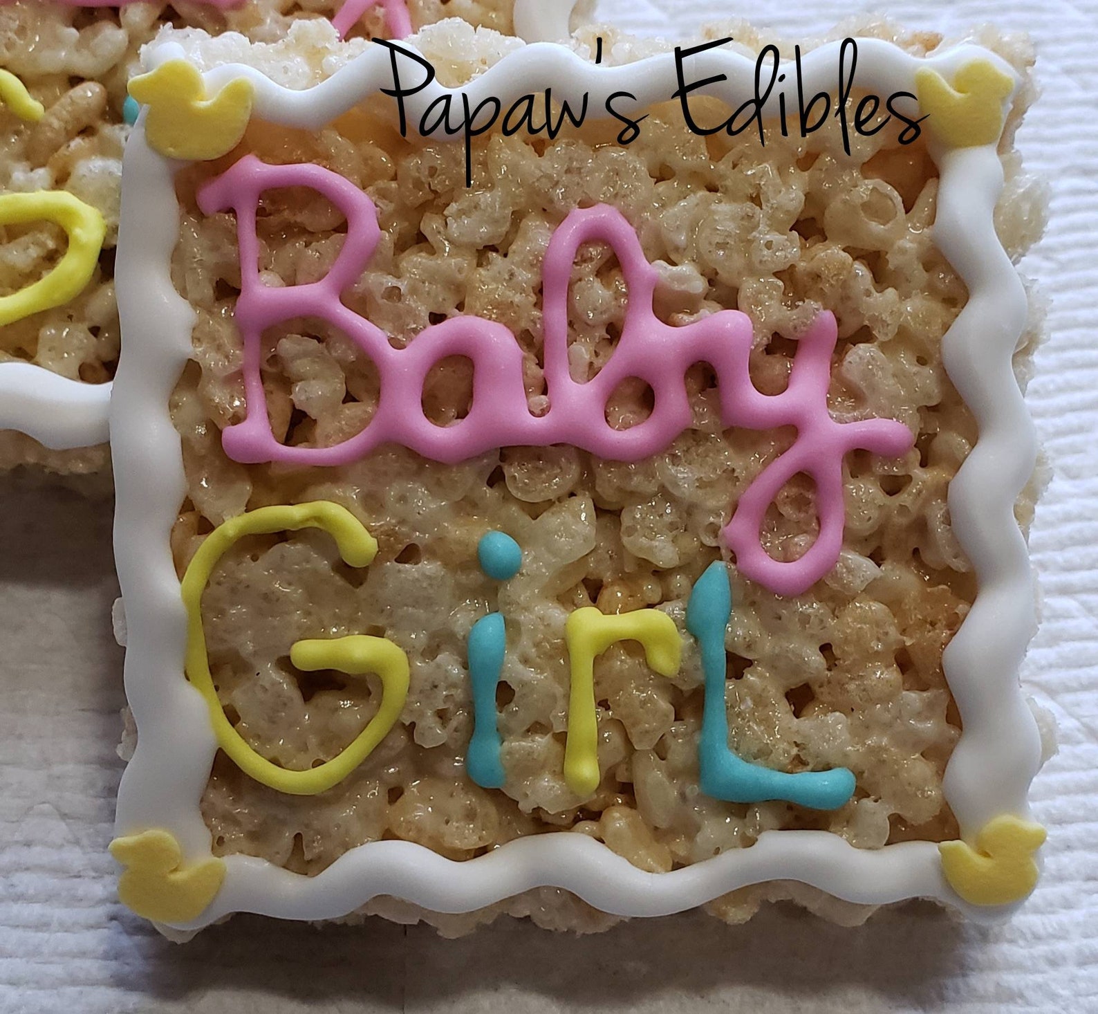 Large 7 Piece Baby Girl Baby Shower Rice Krispy Treats By Etsy