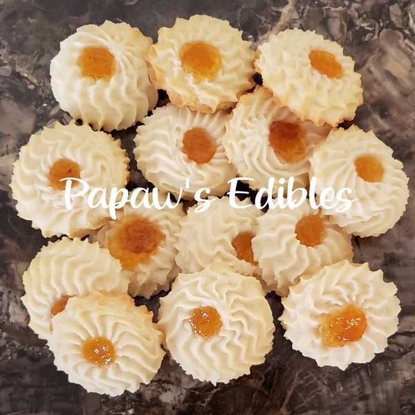 Shortbread Cookies With Peach Jam~Two Dozen~Papaw's Edibles~Free Shipping~Online Bakery~California Shop~Crunchy Cookies~Handmade Treats