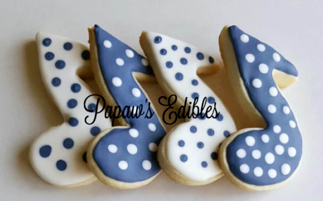 Musical Note Sugar Cookies~royal Icing~polka Dots~one Dozen~papaw's ...