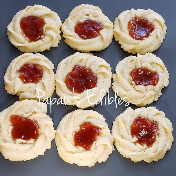 Shortbread Cookies With Strawberry Jam~Two Dozen~Papaw's Edibles~Cookies With Filling~Shipping Included~Handmade Treats~Swirly Treats