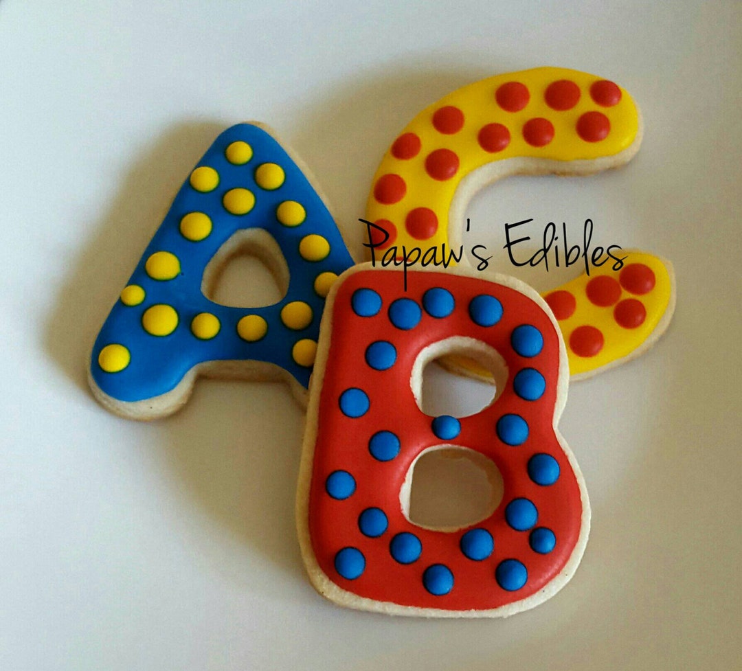 Sugar Cookies~abc~one Dozen~alphabet Cookies~papaw's Edibles - Etsy