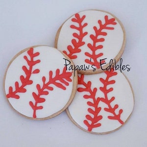 Sugar Cookies~One Dozen~Baseball Cookies~Papaw&#39;s Edibles~Shipping Included~Royal Icing~Little League Cookies~Handmade Treats~Sports Cookies