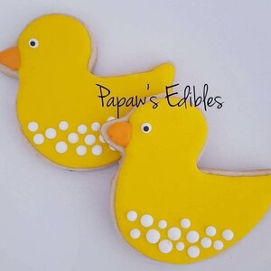 Sugar Cookies~One Dozen~Rubber Duckies With Bubbles~Papaw&#39;s Edibles~Baby Shower Cookies~Shipping Included~Royal Icing Cookies~Yellow Cookies