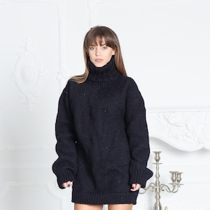 Wool Turtleneck Sweater // Men&#39;s Turtleneck // Wool Turtleneck Top // Black Turtleneck // Thick Sweater // Winter Turtleneck // Warm T598