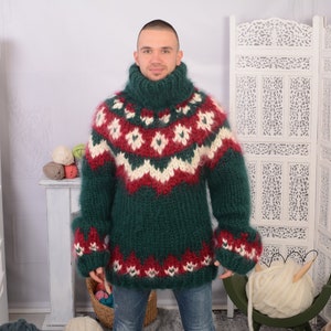10 strands Nordic Mohair Sweater, Hand Knitted Chunky sweater, Huge Icelandic Pullover, Super thick mohair pullover T732M