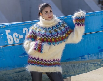 Mohair Sweater, Lopi Sweater, Icelandic Sweater, Hand Knit Sweater, Men Mohair Sweater, Norwegian Sweater, Nordic Sweater, Wool Sweater T554