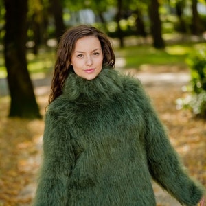 Fluffy Mohair Sweater Green Hand Knitted Jumper T169 - Etsy