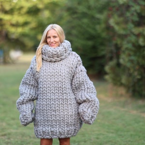 30 strands of 100 % Soft Wool,  Huge Hand Knit Wool Sweater T1465
