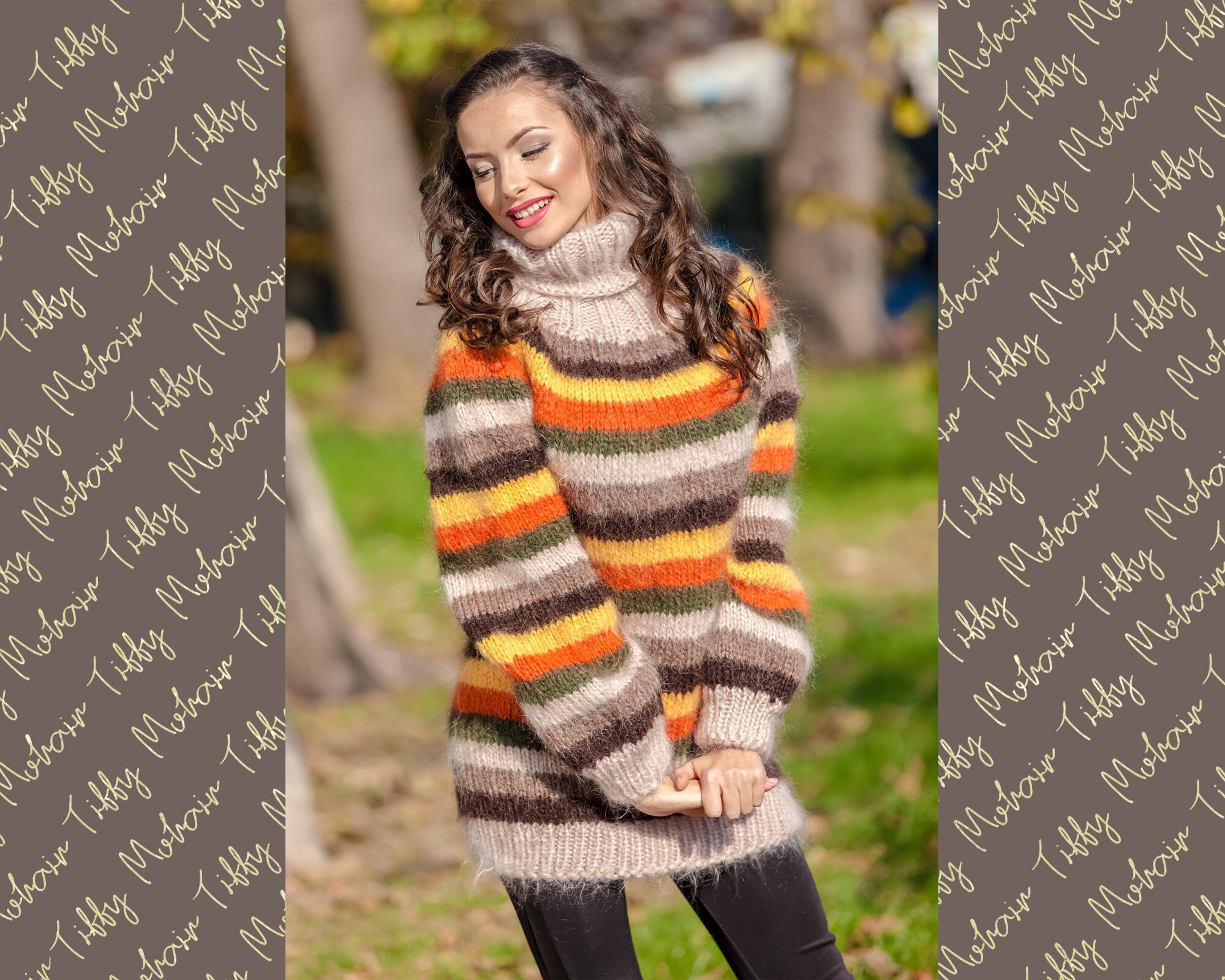 Striped Mohair Sweater Hand Knit 