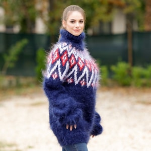 Icelandic Blue Mohair Sweater, , Norwegian Sweater, T1119