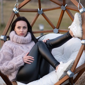 5-Strand Beige Mohair Sweater – Hand-Knitted Cabled Chunky Oversized Pullover T1176 image 6