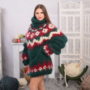 10 strands Nordic Mohair Sweater, Hand Knitted Chunky sweater, Huge Icelandic Pullover, Super thick mohair pullover T732W