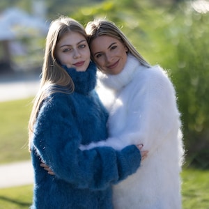 4 strands Italian Kid Mohair Sweater in Blue  , Fluffy Sweater T1257