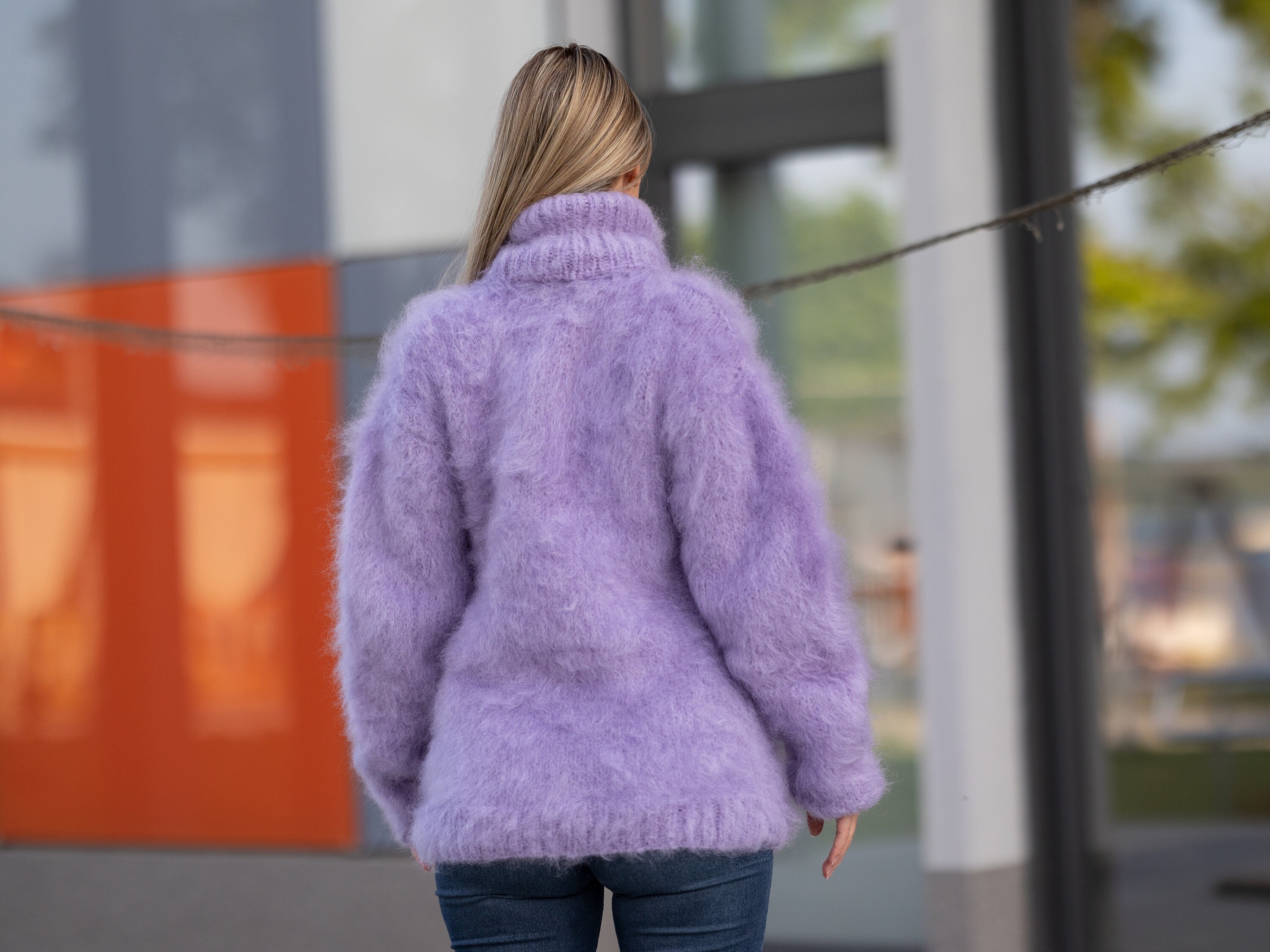 トップス RADIALL mohair sweater purple (S) VTG Miss Sixty Angora Mohair Purple Button Down Sweater
