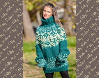 Icelandic Fair Isle Lopapeysa Sweater Adults Hand Knit in Baby - Etsy